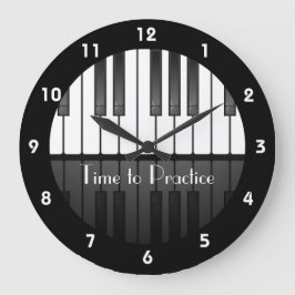 Redondo Grande Reloj de diseño de teclado de piano