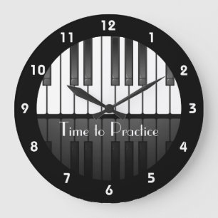 Redondo Grande Reloj de diseño de teclado de piano