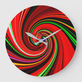 Redondo Grande Reloj de diseño de vórtex rojo