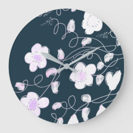 Redondo Grande Reloj De Diseño En Blanco Y Azul