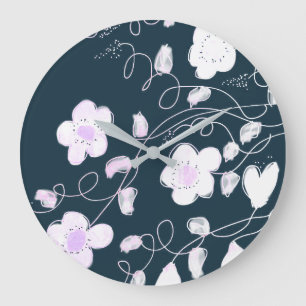 Redondo Grande Reloj De Diseño En Blanco Y Azul