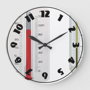 Redondo Grande Reloj de dos termómetros