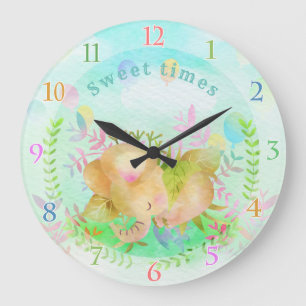 Redondo Grande Reloj de elefante lindo