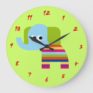 Redondo Grande Reloj de elefante lindo para guardería o habitació