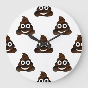 Redondo Grande reloj de emoji de poop divertido