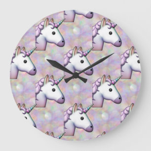 Redondo Grande reloj de emoji unicornio holograma