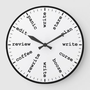 Redondo Grande Reloj de escritor gracioso escribe trabajo Humor r
