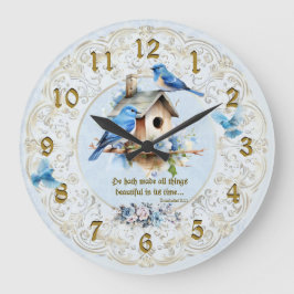 Redondo Grande Reloj de Escrituras Bluebird Casa para Pájaros Ecl