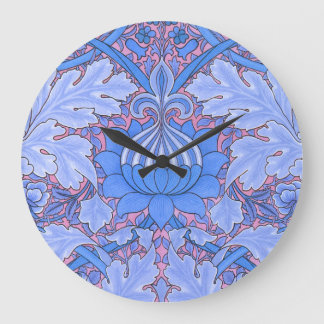 Redondo Grande Reloj de estilo Art Nouveau William Morris en azul