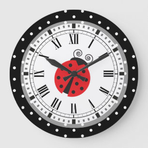 Redondo Grande Reloj de estilo retro de plaqueta de dot de polka