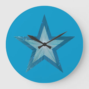 Redondo Grande Reloj de estrella azul azul
