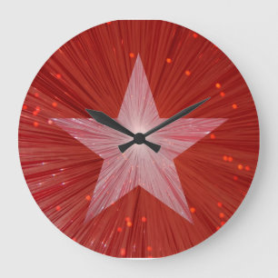 Redondo Grande Reloj de Estrella Roja