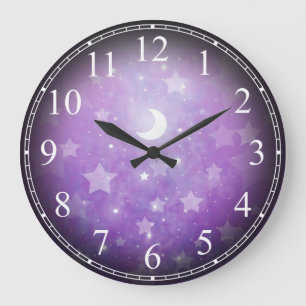Redondo Grande Reloj de estrellas y luna de sueño celestial