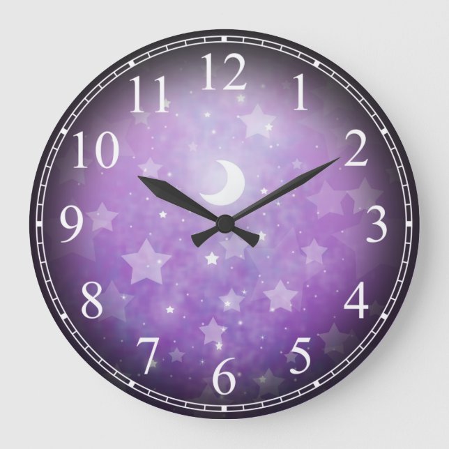 Redondo Grande Reloj de estrellas y luna de sueño celestial (Anverso)