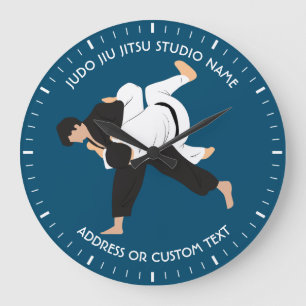 Redondo Grande Reloj de estudio de artes marciales Jiu Jitsu Judo
