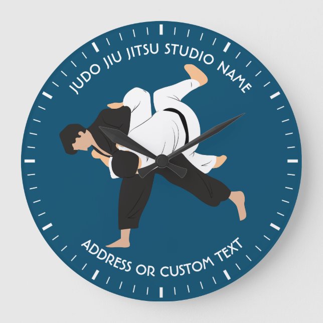 Redondo Grande Reloj de estudio de artes marciales Jiu Jitsu Judo (Anverso)