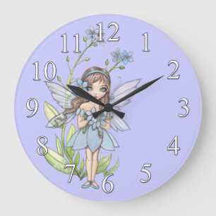Redondo Grande Reloj de Flor Olvídate de Mí Hada Azul Niñas