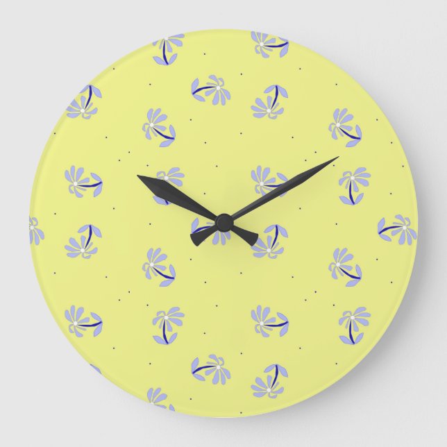 Redondo Grande Reloj de flores de perwinkle (Anverso)