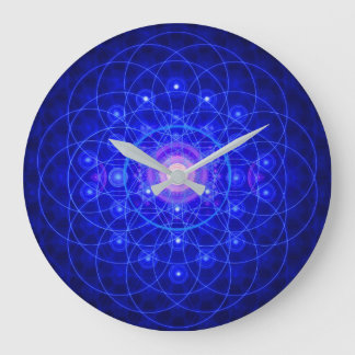 Redondo Grande Reloj de flores de vida