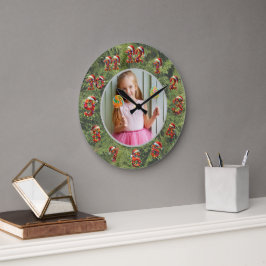 Redondo Grande Reloj de Foto Personalizado | Regalo de Navidad