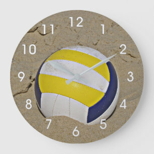 REDONDO GRANDE RELOJ DE FOTOGRAFÍAS DE VOLEIBOL EN PLAYA
