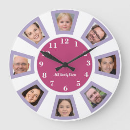 Redondo Grande Reloj de fotos familiares personalizadas