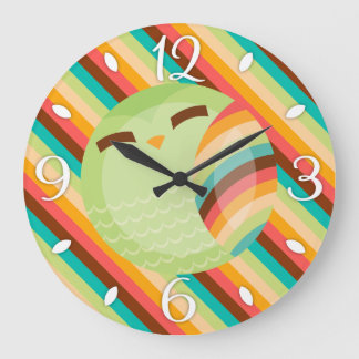 Redondo Grande Reloj de franjas de búho OCee