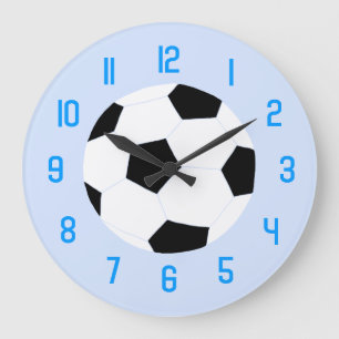 Redondo Grande Reloj de fútbol: bola de fútbol azul