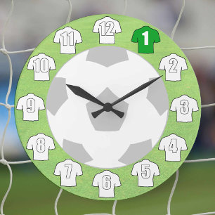 Redondo Grande Reloj de fútbol - con Camisetas blancos