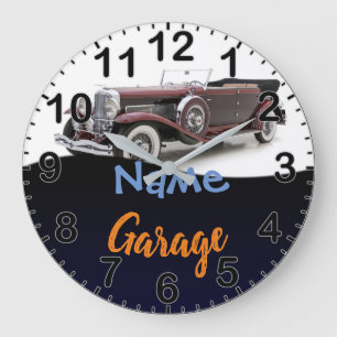 Redondo Grande Reloj de garaje personalizado de coche clásico