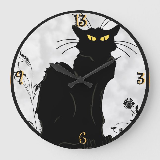 Redondo Grande Reloj de 'gato negro' (Anverso)