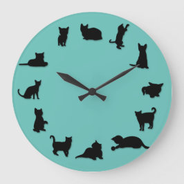 Redondo Grande Reloj de gato o reloj