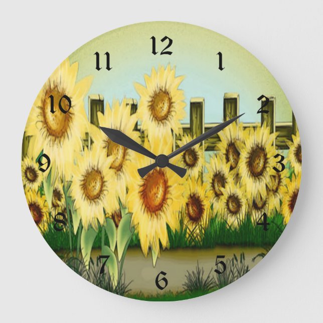 Redondo Grande Reloj de girasol amarillo (Anverso)