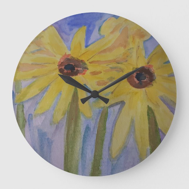 Redondo Grande Reloj de girasol amarillo verano (Anverso)