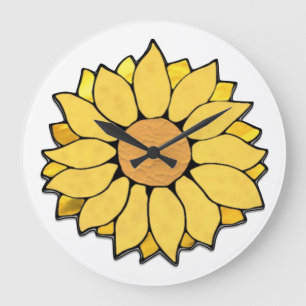 Redondo Grande Reloj de girasol de vidrio emplomado