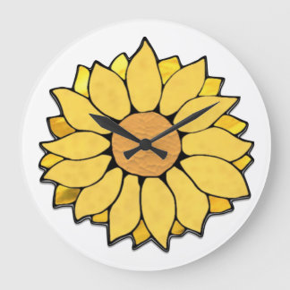 Redondo Grande Reloj de girasol de vidrio emplomado
