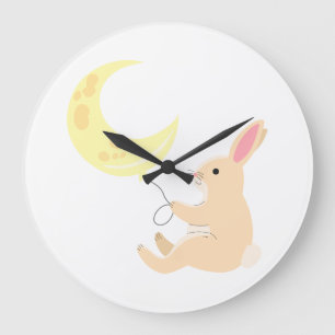 Redondo Grande Reloj de globo Bunny & Moon