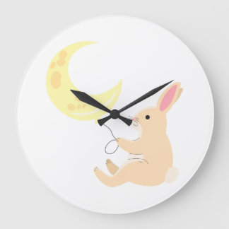 Redondo Grande Reloj de globo Bunny & Moon