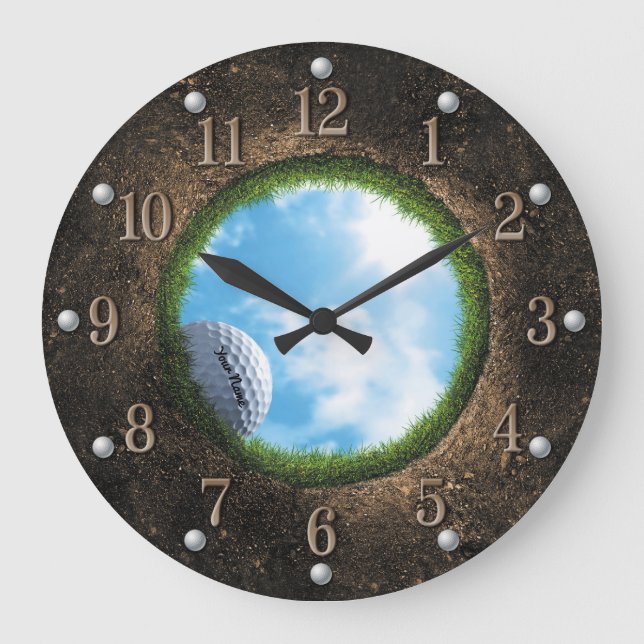 Redondo Grande Reloj de golf personalizado (Anverso)