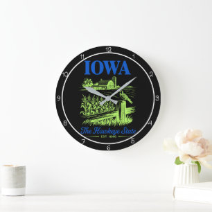 Redondo Grande Reloj de granja del estado de Iowa Hawkeye