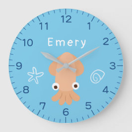 Redondo Grande Reloj de guardería con nombre personalizado de cal