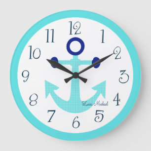 Redondo Grande Reloj de guardería de anquilotería náutica persona