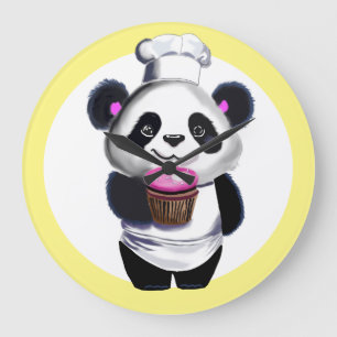 Redondo Grande Reloj de guardería de oso panda