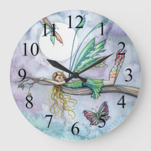 Redondo Grande Reloj de Hada y Mariposa de Colores Lugar de Ensue