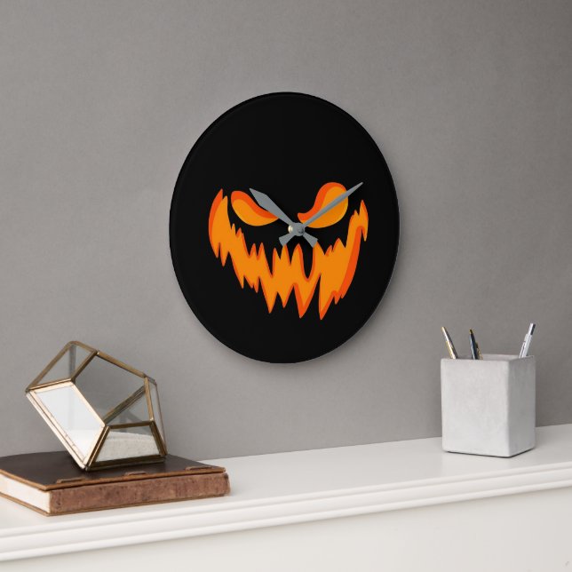 Redondo Grande Reloj de Halloween con cara horrible (Oficina)