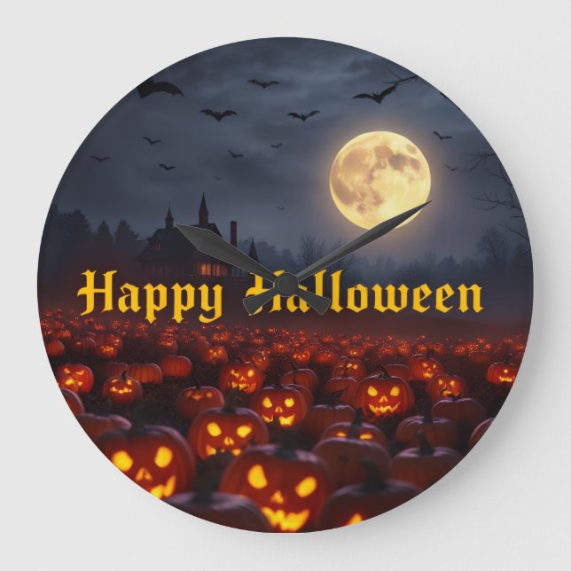 Redondo Grande Reloj de Halloween de Brillo Espeluznante – Edició (Anverso)