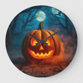 Redondo Grande Reloj de Halloween de Calabaza con Brillo de Lava 