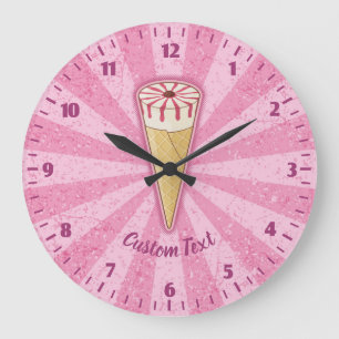 Redondo Grande Reloj de helado de cono de azúcar