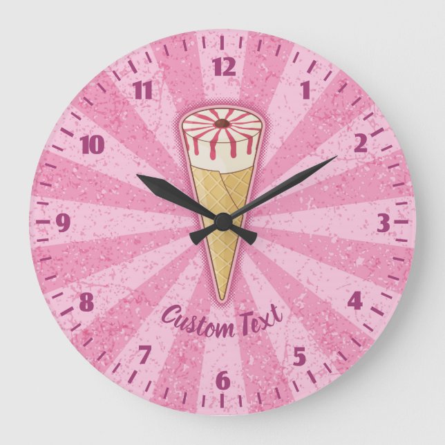 Redondo Grande Reloj de helado de cono de azúcar (Anverso)