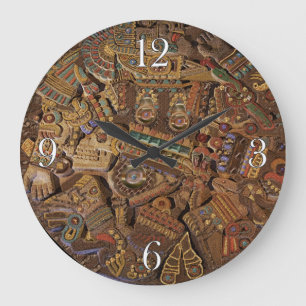 Redondo Grande Reloj de historia del arte mexicano azteca de pied